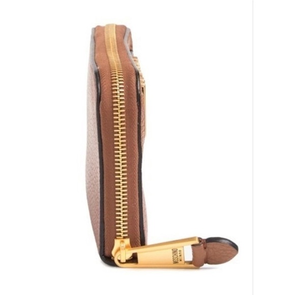 NEW MOSCHINO Brown logo Leather Zip Around Wallet - Picture 3 of 9